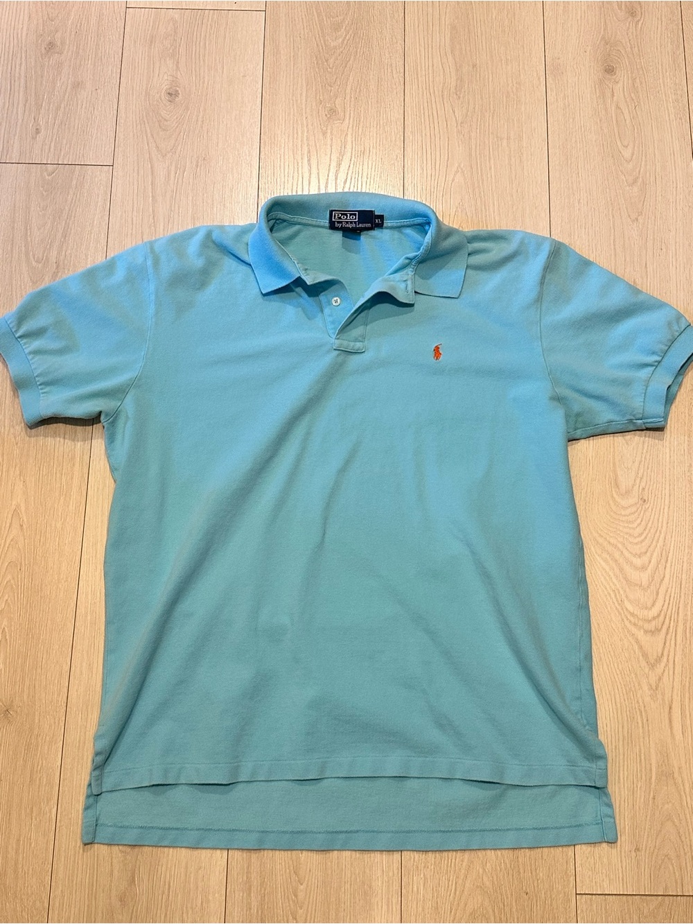 Polo by Ralph Lauren Aqua Blue Short Sleeve Polo with Orange Pony